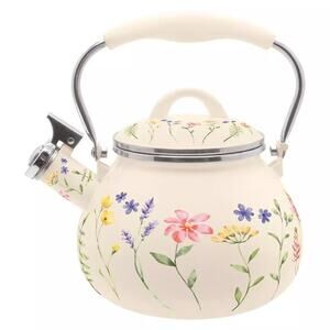 NEW ~Crofton Farmhoue Whistling Tea Kettle Floral Spring Pot 2.3 Qt
